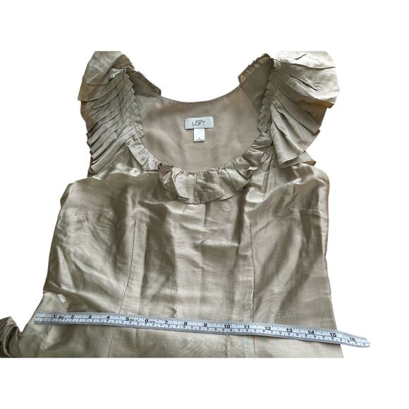 Ann Taylor Loft Champagne Gold Rayon Blend Dress Size 2 - Picture 6 of 8